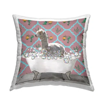 Stupell Industries Llama In Bubble Bath Printed Throw Pillow Design By Amelia Noyes