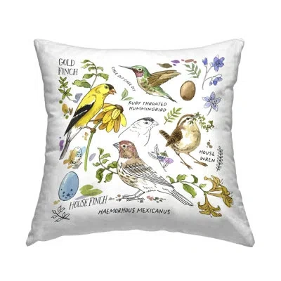 Stupell Industries Local Birds Chart Decorative Printed Throw Pillow Design By Jane Maday In White