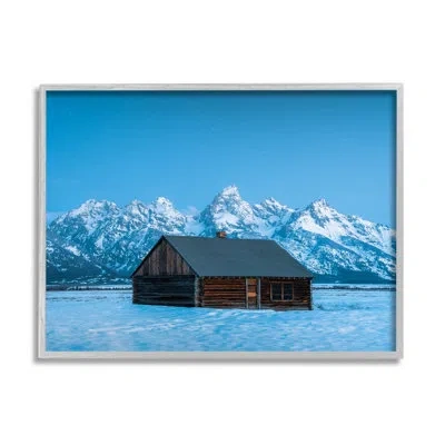 Stupell Industries Log Cabin Mountain View By Jared Kreiss Single Picture Frame Print On Canvas In Farmhouse Gray Framed Giclee