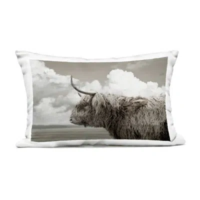 Stupell Industries Longhorn Cattle & Clouds View Outdoor Printed Pillow Design By Cad Designs In Gray