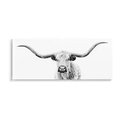Stupell Industries Longhorn Cattle Modern Photography Canvas Art In Gray