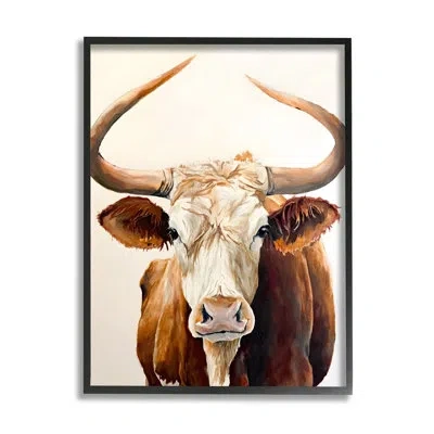Stupell Industries Longhorn With Curved Horns No Frame Print On Wood In Brown