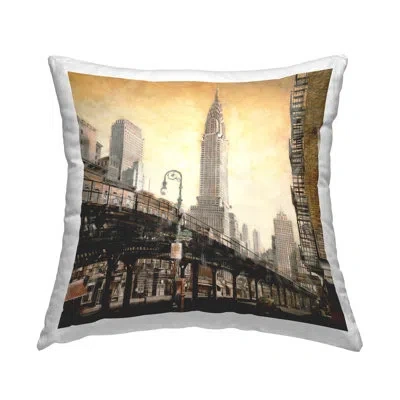 Stupell Industries Looming City Towers Decorative Printed Throw Pillow Design By Matthew Daniels In Yellow