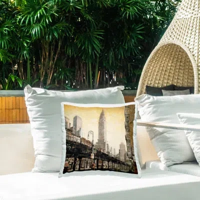 Stupell Industries Looming City Towers Printed Outdoor Throw Pillow Design By Matthew Daniels In Yellow