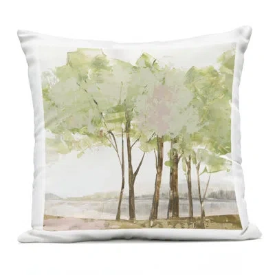 Stupell Industries Looming Spring Tree Bloom Outdoor Printed Pillow Design By Ian C. In Green,white Trees