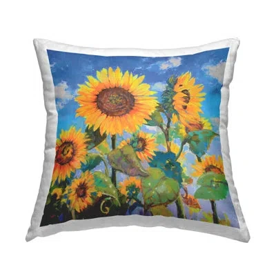 Stupell Industries Lost Acres Sunflowers Decorative Printed Throw Pillow Design By Catherine Elliot In Blue