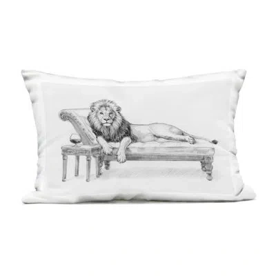 Stupell Industries Lounging Beasts Wildlife 2 Piece Outdoor Printed Pillow Set, Design By Victoria Barnes, 14 X 7 X 20 In Gray Lounging Beast Lion