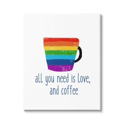 Stupell Industries Love And Coffee Rainbow Morning Latte Diner Mug By J. Weiss - Textual Art In Wrapped Canvas
