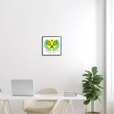 Stupell Industries Love Club Tennis Rackets Sports By Lil' Rue - Floater Frame Graphic Art On Wood In Midnight Black Framed Giclee