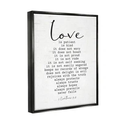 Stupell Industries Love Is... By Lettered And Lined - Floater Frame Print On Canvas In Jet Black Floater Frame