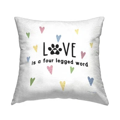 Stupell Industries Love Is Four Legged Outdoor Printed Pillow By Annie Lapoint In White