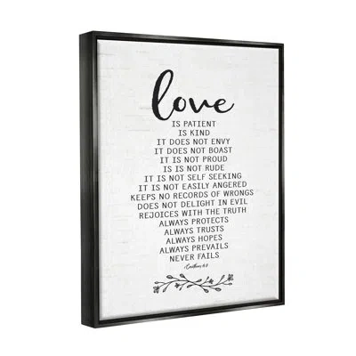 Stupell Industries Love Is Spiritual Quote By Lettered And Lined - Floater Frame Textual Art On Canvas In Jet Black Floater Frame