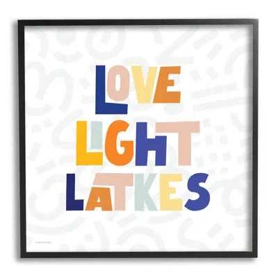 Stupell Industries Love Light Latkes Casual At-141 In Midnight Black Framed Giclee
