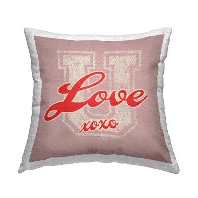 Stupell Industries Love U Xoxo Varsity Outdoor Printed Pillow By Higher Learning/life Is High In Pink