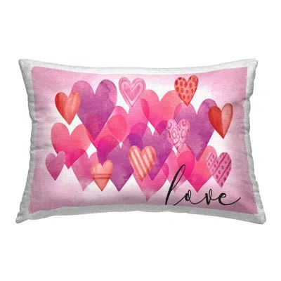 Stupell Industries Love With Layered Hearts Printed Outdoor Throw Pillow Design By Nicole Decamp In Pink