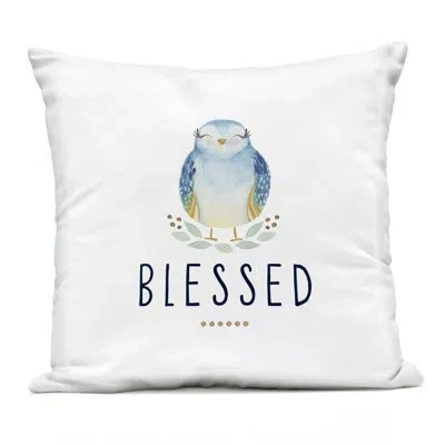 Stupell Industries Loved Smiling Bird Sunshine Outdoor Printed Pillow Design By Blue Chair Blessing In White,light Blue Bird