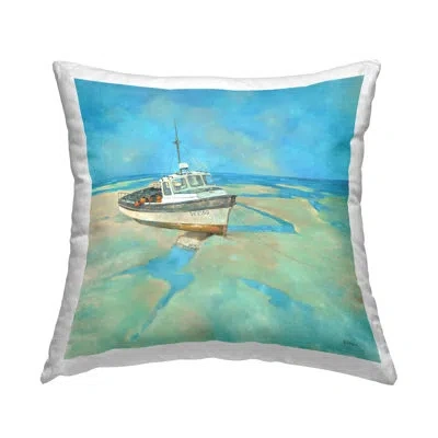 Stupell Industries Low Tide Watercraft Boat Beach Printed Throw Pillow Design By Graham Reynolds