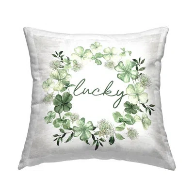 Stupell Industries Lucky Irish Wreath Decorative Printed Throw Pillow By Lettered And Lined In Green