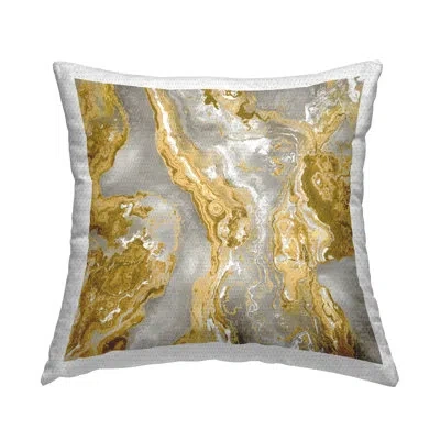 Stupell Industries Lustrous Chic Glam Pattern Outdoor Printed Pillow By Danielle Carson In Gray;gold