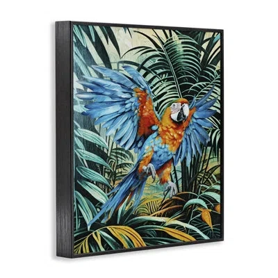 Stupell Industries Macaw In Flight Framed Giclee Art By Karen Smith In Midnight Black Framed Giclee