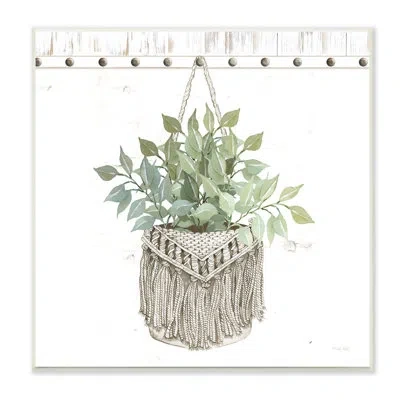 Stupell Industries Macrame Woven Tapestry Hanging Pot Planter Stretched Canvas Wall Art By Cindy Jacobs In Wood