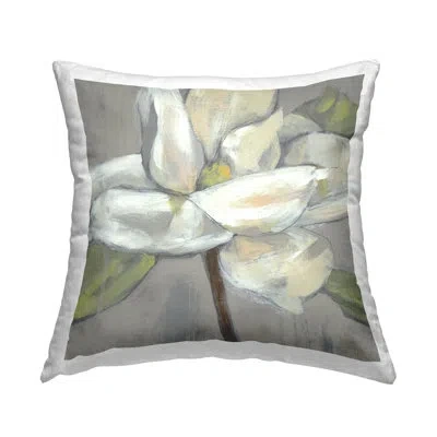 Stupell Industries Magnolia Flower Petals Grey Green Painting Decorative Printed Throw Pillow By Jennifer Goldberger