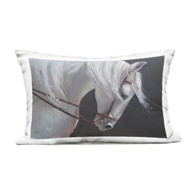 Stupell Industries Majestic White Mare Outdoor Printed Pillow, Design By Jadei Graphics In Gray