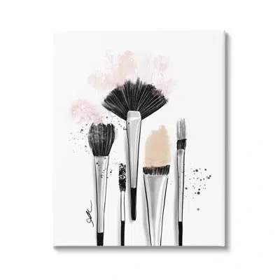 Stupell Industries Makeup Brushes Glam Tools Canvas Wall Art By Alison Petrie In Black;white;beige