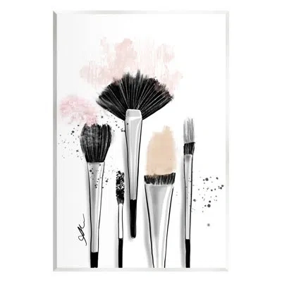 Stupell Industries Makeup Brushes Glam Tools Wall Plaque Art By Alison Petrie In Black;gray;pink