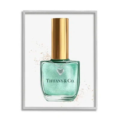 Stupell Industries Makeup Cyan Nail Polish Fashion Design By Ziwei Li - Floater Frame Graphic Art On Wood In Blue;gold
