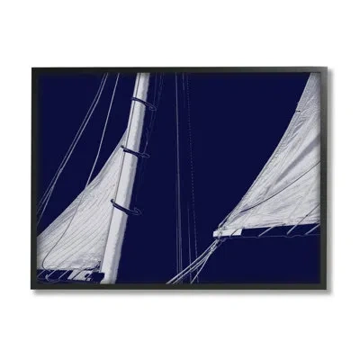 Stupell Industries Marine Mast Sails Watercraft Boat By Charlie Carter - Floater Frame Photograph On Wood In Midnight Black Framed Giclee