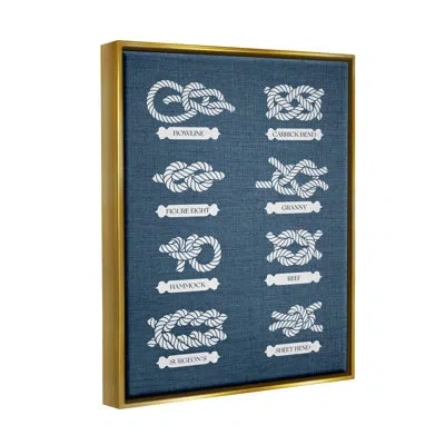 Stupell Industries Maritime Rope Knots By Lil' Rue Floater Frame Print On Canvas In Metallic Gold Floater Frame