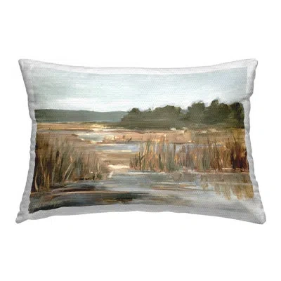 Stupell Industries Marshland Reeds Landscape Outdoor Printed Pillow By Ethan Harper In Tan