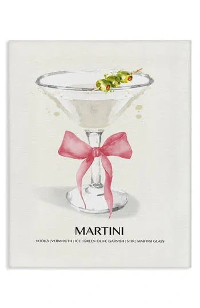 Stupell Industries Martini Bow Framed Canvas Wall Art In Pink