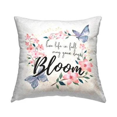 Stupell Industries May Your Day Bloom Pink Spring Blossoms Outdoor Printed Pillow By Ziwei Li In Blue;pink