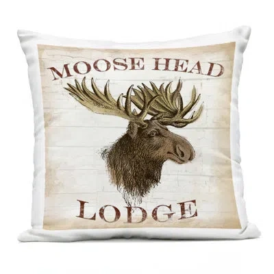 Stupell Industries Meadow Lodge Outdoor Printed Pillow Design By Lula Bijoux & Co. In Beige Moose