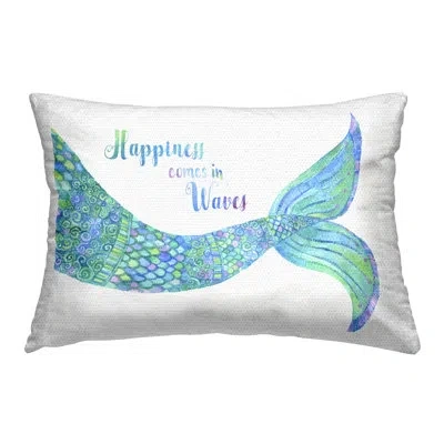 Stupell Industries Mermaid Happiness Phrase Outdoor Printed Pillow By Jackie Decker In Blue