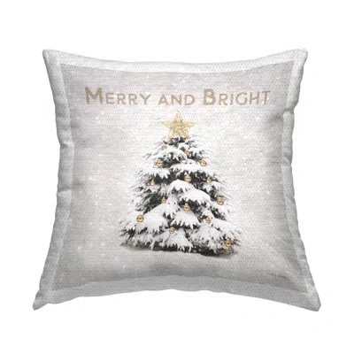Stupell Industries Merry And Bright Snowy Winter Outdoor Printed Pillow By Lori Deiter In Black;white;gold