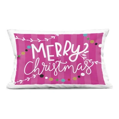 Stupell Industries Merry Christmas Over Pink Stripes Decorative Printed Throw Pillow, Design By Louise Allen Designs