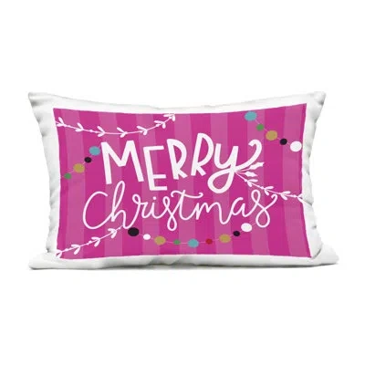 Stupell Industries Merry Christmas Over Pink Stripes Outdoor Printed Pillow, Design By Louise Allen Designs