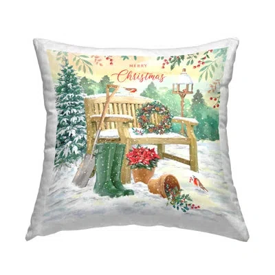 Stupell Industries Merry Christmas Winter Garden Scene Printed Throw Pillow Design By Jane Sunner