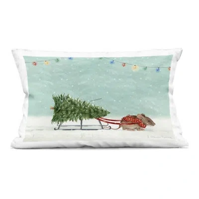 Stupell Industries Merry Mouse Motif Decorative Printed Throw Pillow, Design By Danielle Murray In Green