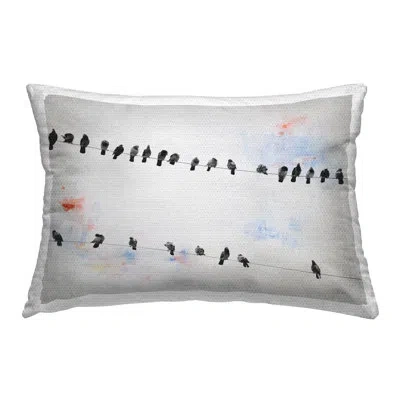 Stupell Industries Migrating Birds On Wire Outdoor Printed Pillow By Deborah Revell In Black