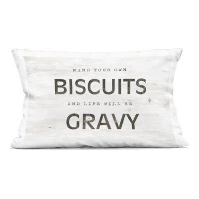 Stupell Industries Mind Your Biscuits Life Is Gravy Decorative Printed Throw Pillow, Design By Cindy Jacobs, 14 X 7 X 2 In Black