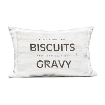 Stupell Industries Mind Your Biscuits Life Is Gravy Outdoor Printed Pillow, Design By Cindy Jacobs, 14 X 7 X 20 In Black
