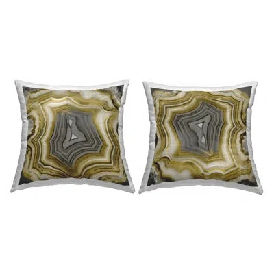 Stupell Industries Mineral Crystal Agate Geode 2 Piece Outdoor Printed Pillow Set By Danielle Carson In White;green