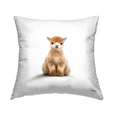 Stupell Industries Minimal Baby Llama Outdoor Printed Pillow By Rb In Tan