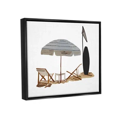 Stupell Industries Minimal Beach Umbrella Scene By Amelia Noyes - Print In Jet Black Floater Frame