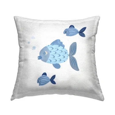 Stupell Industries Minimal Blue Fish Printed Outdoor Throw Pillow Design By Carrie Cantwell