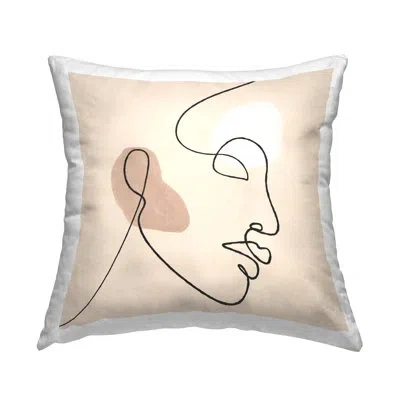 Stupell Industries Minimal Face Line Drawing Abstract Brown Tan Shapes Decorative Printed Throw Pillow By Jj Design Hou In Beige